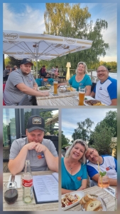 Am Abend der bestandenen Gesellenprüfung - die Maler-Engel feiern den Anlass am Kasseler Fuldaufer