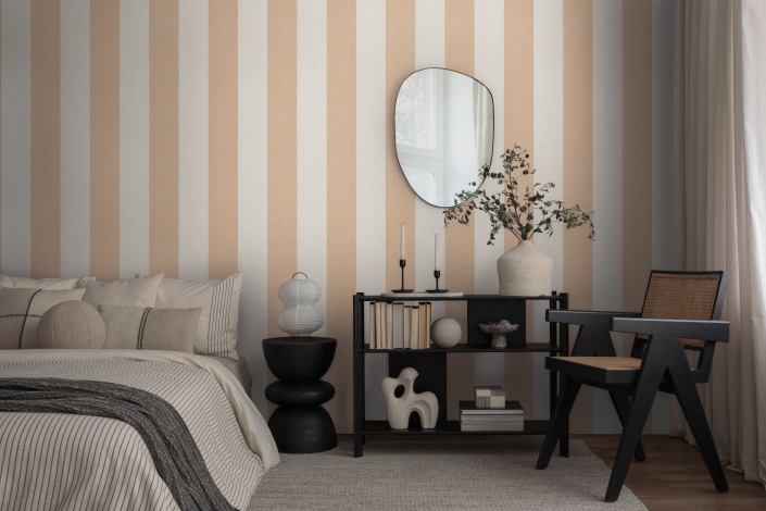 Breite Streifen sind ein Hingucker - noch dazu in trendigem Beige